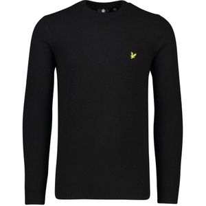 Lyle & Scott, Truien, Heren, Zwart, M, Wol, Zwarte lamswollen trui