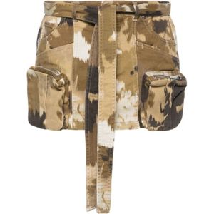 Blumarine, Camouflage Denim Rok Bruin, Dames, Maat:XS