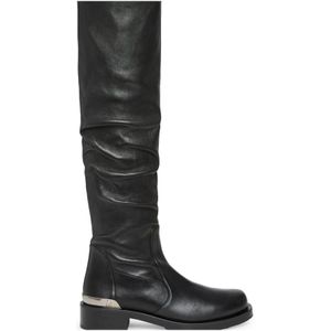 Stuart Weitzman, Schoenen, Dames, Zwart, 36 EU, Gedurfde Logo Slouch Boot