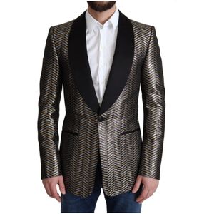 Dolce & Gabbana, Jassen, Heren, Veelkleurig, S, Polyester, Metallic Jacquard Slim Blazer Jacket