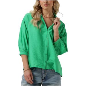 Pom Amsterdam, Blouses & Shirts, Dames, Groen, M, Groene Violet Blouse Elegant Trendy Look