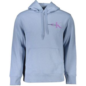 Calvin Klein, Sweatshirts & Hoodies, Heren, Blauw, L, Katoen, Lichtblauwe Katoenen Trui met Capuchon