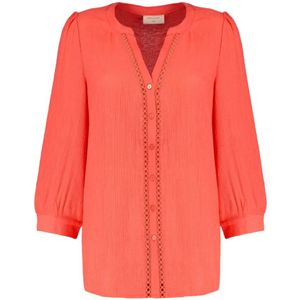 Freequent, Oranje Pofmouw Blouse Oranje, Dames, Maat:S