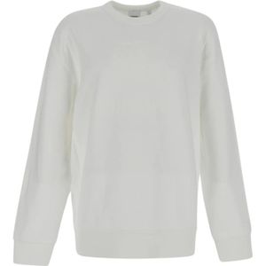 Burberry, Sweatshirts & Hoodies, Heren, Wit, L, Katoen, Witte Katoenen Sweatshirt met Lange Mouwen