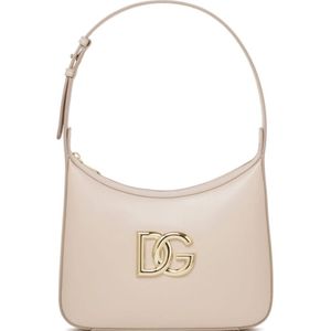 Dolce & Gabbana, Tassen, Dames, Roze, ONE Size, Leer, Lichtroze Schoudertas met DG Logo