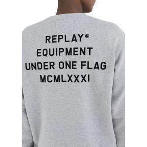 Replay, Sweatshirts & Hoodies, Heren, Grijs, XL, Katoen, Grijze Melange Sweatshirt Stijlvol Model