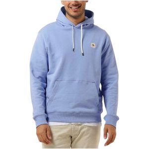 Scotch & Soda, Sweatshirts & Hoodies, Heren, Blauw, S, Katoen, Blauwe Logo Hoodie Essential Stijl