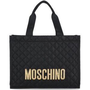 Moschino, Zwarte gewatteerde winkeltas voor vrouwen Zwart, Dames, Maat:ONE Size