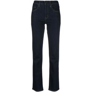 Levi's, Jeans, Dames, Blauw, W29 L30, Katoen, Blauwe Golf Spoel Hoge Taille Rechte Jeans