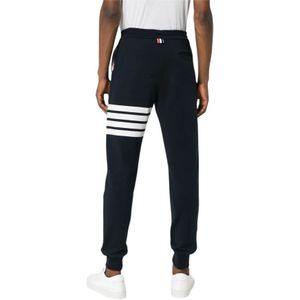 Thom Browne, Broeken, Heren, Blauw, S, Katoen, Navy Blauw 4-Streep Sportbroek