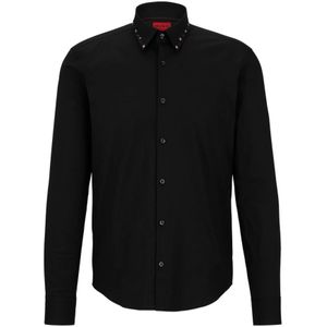 Hugo Boss, Overhemden, Heren, Zwart, M, Katoen, Blouses Shirts