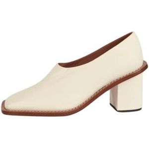 Plan C, Witte Square Toe Decolletè met 8cm Hak Wit, Dames, Maat:37 EU