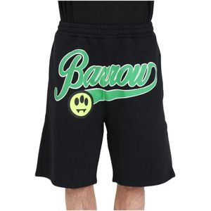Barrow, Korte broeken, Heren, Zwart, S, Katoen, Zwarte Unisex Shorts met Logo en Glimlach