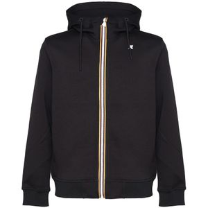 K-Way, Sweatshirts & Hoodies, Heren, Zwart, L, Zwarte rits capuchon sweatshirt jas