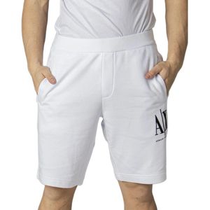 Armani Exchange, Korte broeken, Heren, Wit, XL, Shorts Print voorzakken