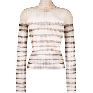 Jean Paul Gaultier, Gestreepte longsleeve Coltrui Beige, Dames, Maat:XS