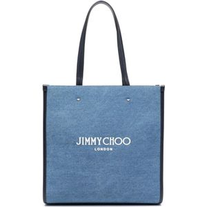Jimmy Choo, Tassen, Dames, Blauw, ONE Size, Blauwe Leren Studded Tas