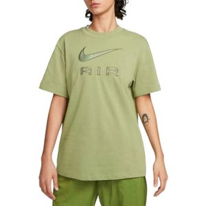 Nike, Tops, Dames, Groen, XS, Katoen, Alligator Olive Tshirt met Swoosh Applicatie