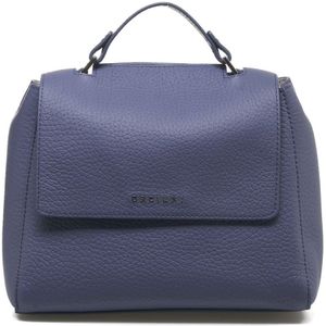 Orciani, Tassen, Dames, Blauw, ONE Size, Blauwe Leren Handtas Sveva Soft