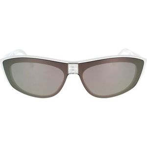 Givenchy, Moderne zonnebril met spiegelende grijze masker en wit acetaat montuur Wit, unisex, Maat:ONE Size