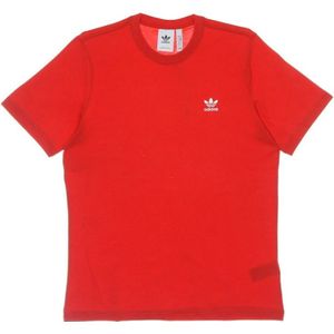 Adidas, Tops, Heren, Rood, XL, Katoen, Rode Heren Tee met Logo Borduursel