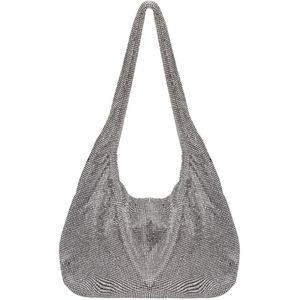 Kara, Tassen, Dames, Grijs, ONE Size, Kristal Mesh Slouchy Tas