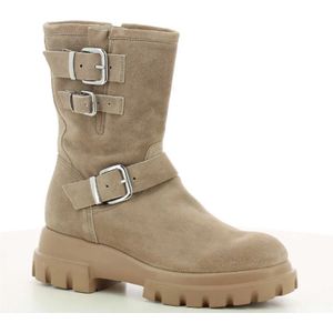 Agl, Schoenen, Dames, Beige, 39 EU, Chunky Biker Enkellaarzen