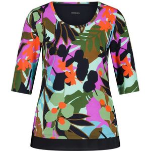 Marc Cain, Blouses & Shirts, Dames, Veelkleurig, M, Leer, Jersey Shirt met natuurlijk patroon