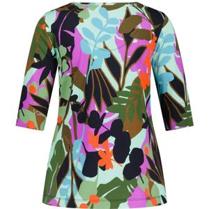 Marc Cain, Blouses & Shirts, Dames, Veelkleurig, M, Leer, Jersey Shirt met natuurlijk patroon