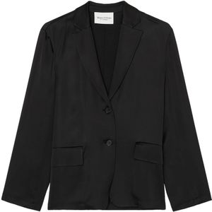 Marc O'Polo, Jassen, Dames, Zwart, XS, Satijn, Satin blazer relaxed