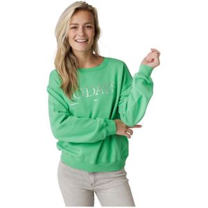10Days, Groene Logo Sweater Loose Fit Groen, Dames, Maat:M
