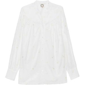 Ines De La Fressange Paris, Blouses & Shirts, Dames, Wit, XS, Katoen, Witte geborduurde blouse Ornella