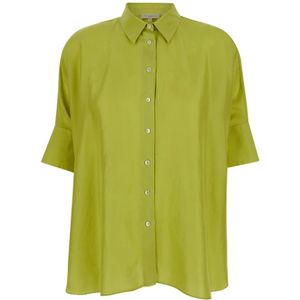 Antonelli Firenze, Groene Bassano korte mouwen overhemd Groen, Dames, Maat:S