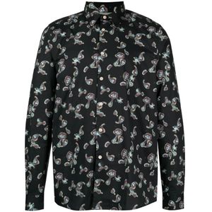 PS By Paul Smith, Biologisch Paisley Print Overhemd Zwart, Heren, Maat:XL