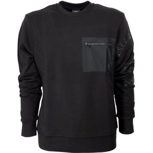 Paul & Shark, Heren Crewneck Sweatshirt met Zakje 12311821 Kleur Zwart Zwart, Heren, Maat:XL