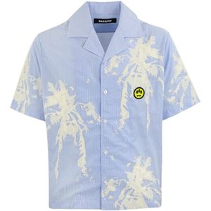 Barrow, Overhemden, Heren, Blauw, S, Katoen, Lichtblauw Palm Print Overhemd