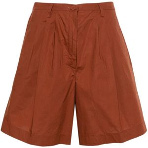 Forte Forte, Korte broeken, Dames, Bruin, S, Chocolade Bermuda Popeline Shorts