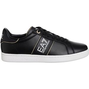 Emporio Armani Ea7, Schoenen, Heren, Zwart, 41 1/3 EU, Leer, Luxe Vetersluiting Sneakers