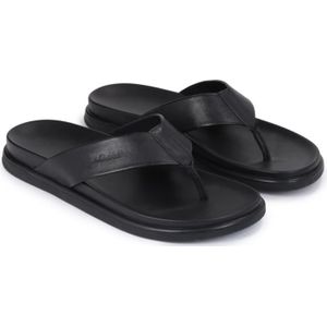 Kazar, Schoenen, Heren, Zwart, 45 EU, Leer, Leren Flip-Flops met Dikke Zool