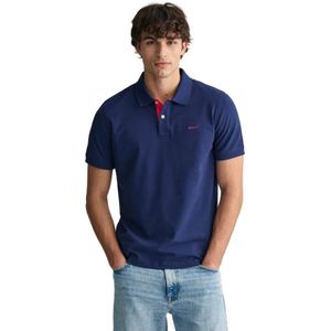 Gant, Tops, Heren, Blauw, M, Katoen, Contrast Piqué Polo Shirt