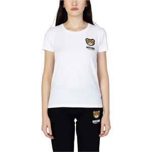 Moschino, Tops, Dames, Wit, M, Katoen, Dames T-Shirt Herfst/Winter Collectie