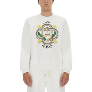 Casablanca, Sweatshirts & Hoodies, Heren, Wit, L, Katoen, Logo Sweatshirt Regular Fit 100% Katoen