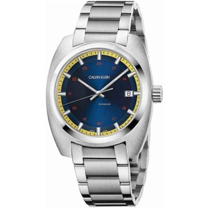 Calvin Klein, Accessoires, Heren, Grijs, ONE Size, Blauwe Quartz Wijzerplaat Stalen Horloge - K8W3114N