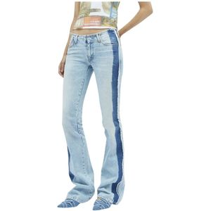 Diesel, Jeans, Dames, Blauw, W27, Katoen, Gestreepte Lage Taille Jeans