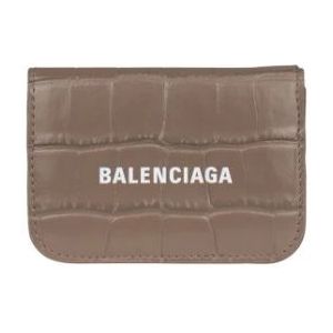 Balenciaga, Accessoires, Dames, Beige, ONE Size, Leer, Mini Portemonnee van Krokodillenprint Leer