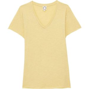 Ines De La Fressange Paris, Tops, Dames, Geel, S, Katoen, Elegante V-hals T-shirt citroen