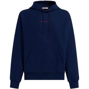 Marni, Sweatshirts & Hoodies, Heren, Blauw, 3Xl, Katoen, katoenen hoodie met mini print