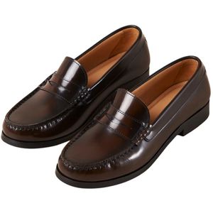 Alohas, Rivet Geborsteld Koffiebruin Leren Loafers Bruin, Dames, Maat:37 EU