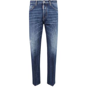 Dsquared2, Jeans, Heren, Blauw, XL, Denim, Klassieke Denim Jeans met Vijf Zakken