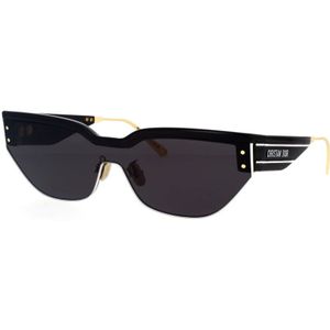 Dior, Sportieve Grafische Zonnebril met Gouden Accenten Zwart, Dames, Maat:ONE Size